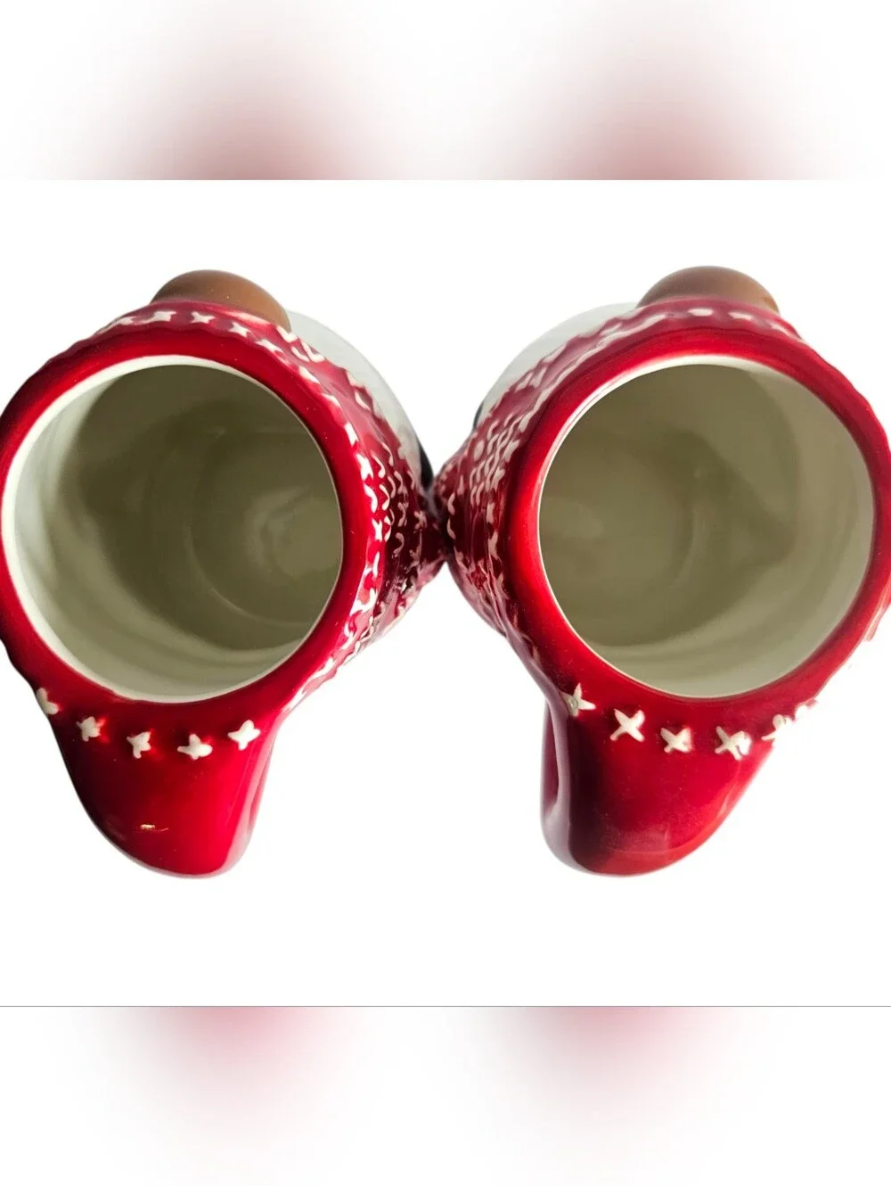 Pottery Barn Red & White Christmas Gnome Mugs Set of 2 - NEW